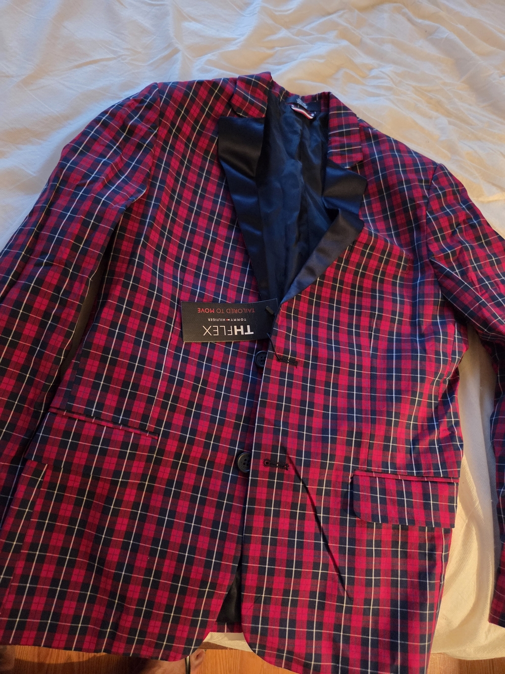 Tommy Hilfiger Red & Navy Plaid Blazer